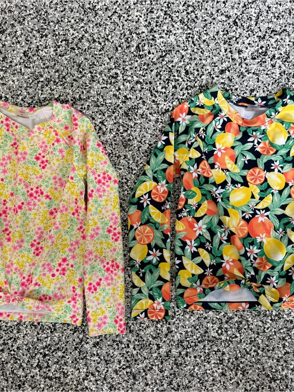 Old Navy Girls' Floral Pink & Citrus Print Rashguards